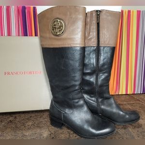 Franco Fortini Roxanne Black/Brown Heeled Boots 6M